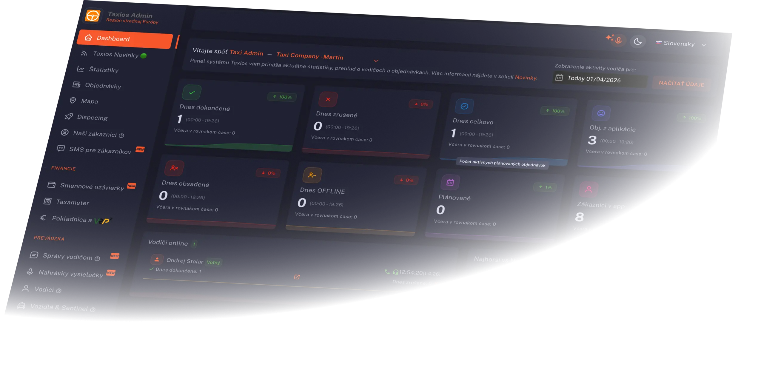Taxios dashboard dark