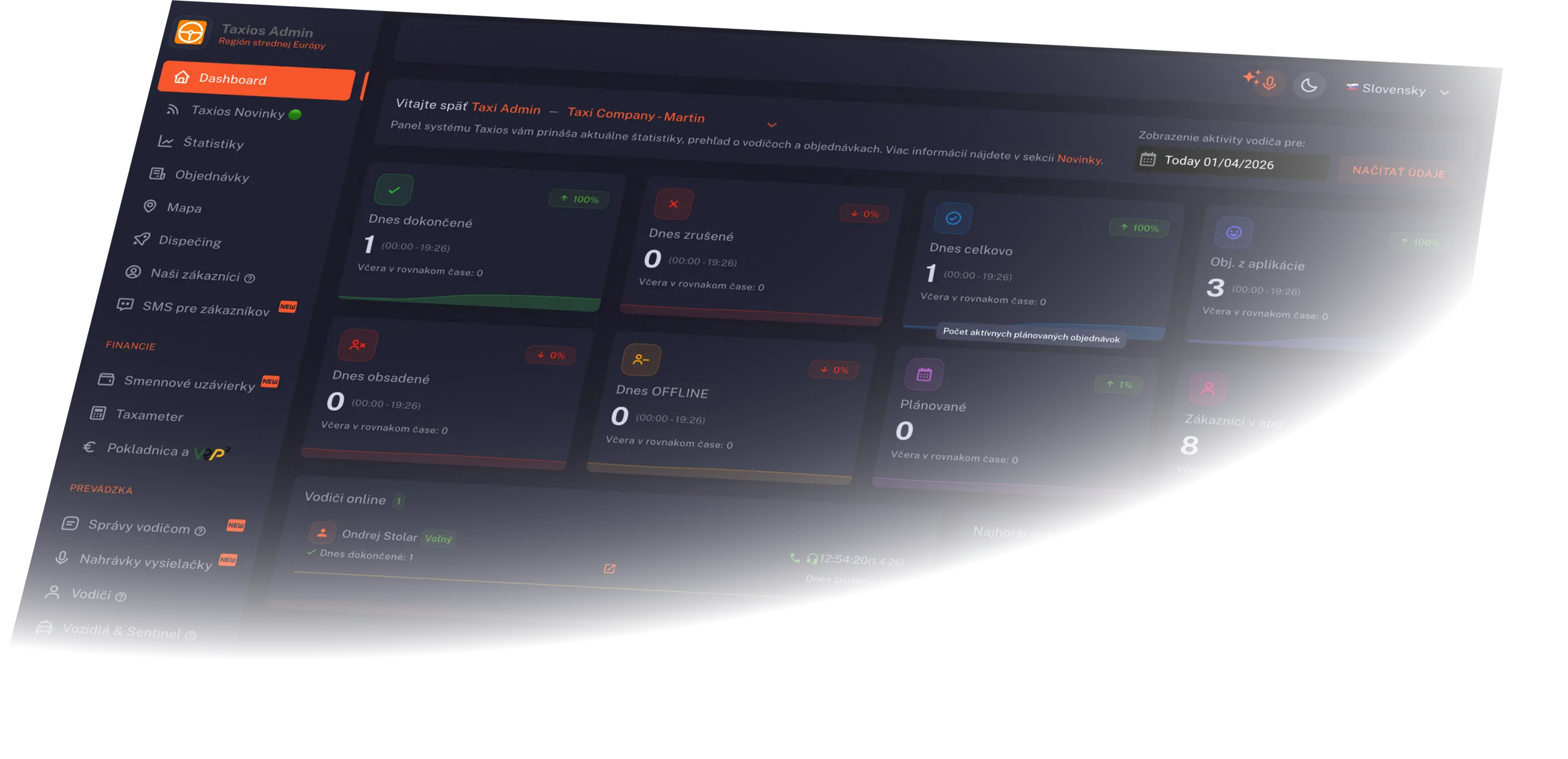 Taxios dashboard dark